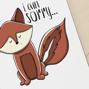 Carte je suis désolé, carte d’excuses, carte de regret mignonne, carte d’excuses mignonne, carte de regret Fox, carte de pensée de vous, carte d’excuses d’ami
