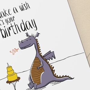Tarjeta de cumpleaños divertida / Tarjeta de dragón de cumpleaños / Tarjeta para pedir un deseo / Tarjeta para un amigo que quema pasteles / Cumpleaños de un viejo amigo / Tarjeta imprimible digitalmente