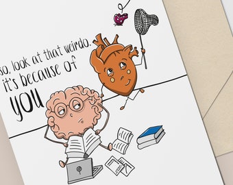 Funny Love You Card / Humorous Anniversary Card / Can't Think, Because My Heart Doing Stupid Things / Print on All Sizes / Digital Download