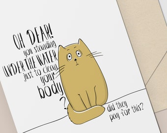 Cat Owner Card, Funny Cat Birthday Card, Cat Adoption Card, New Cat Card, Cat Lovers Card, Cat Anniversary Card, Surprised Cat Card