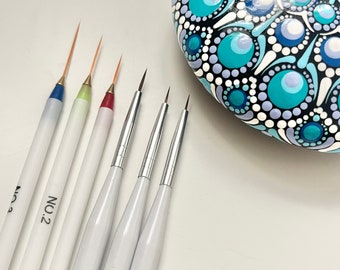 Set of 6 Fine Detail Paint Brushes - Dotting Tools - Mandala - Dot Art - Painted Stones - Nail Art - Rock Art