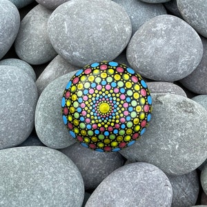 Medium Hand Painted Mandala Stone - Meditation Stone - Hand Made  - Painted Stones - Decorative -  Home - Gifts - Dot Art - 100mm