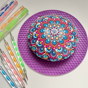 Silicone Painting Mat - Resin - Mandala Dot Painting - Rock Painting - Painted Stone - Resin Craft  - Dotting Tools - Plaster Stone