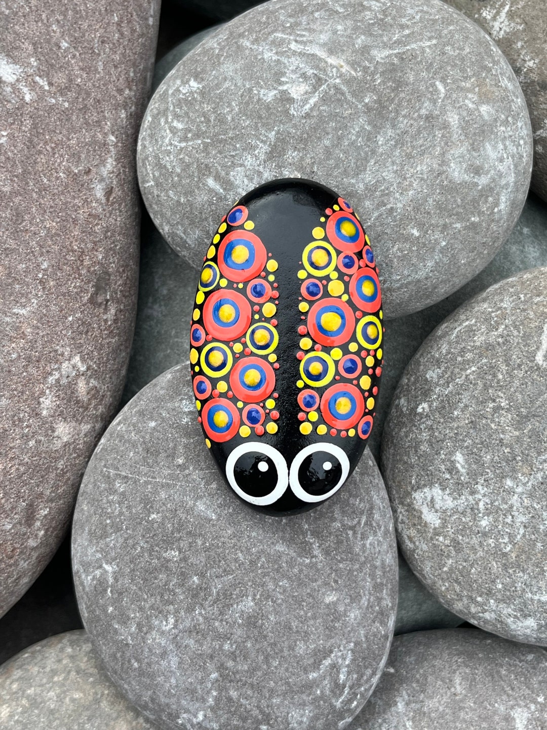 Hand Painted Ladybug Stone Painted Stones Ladybird Pocket Pebble Dot Art Garden Rock Polka Dot
