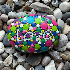 Hand Painted Love Stone - Mandala - Painted Stone - Decorative - Painted Rock - Positivity Rock - Gifts - Dot Art - Inspirational Rock