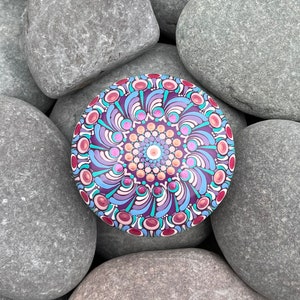 Medium Medium  Hand Painted Mandala Stone - Meditation Stone - Hand Made -  - Painted Stones - Decorative -  Home - Gifts - Dot Art - 100mm