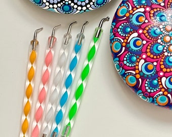 Curved Dotting Tools - Set of 5 - Mandala - Dot Art - Painted Stones - Nail Art - Rock Art