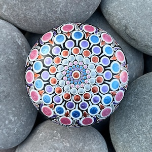 Medium Medium  Hand Painted Mandala Stone - Meditation Stone - Hand Made -  - Painted Stones - Decorative -  Home - Gifts - Dot Art - 100mm