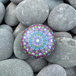 Medium Hand Painted Mandala Stone - Meditation Stone - Hand Made -  - Painted Stones - Decorative -  Home - Gifts - Dot Art - 100mm