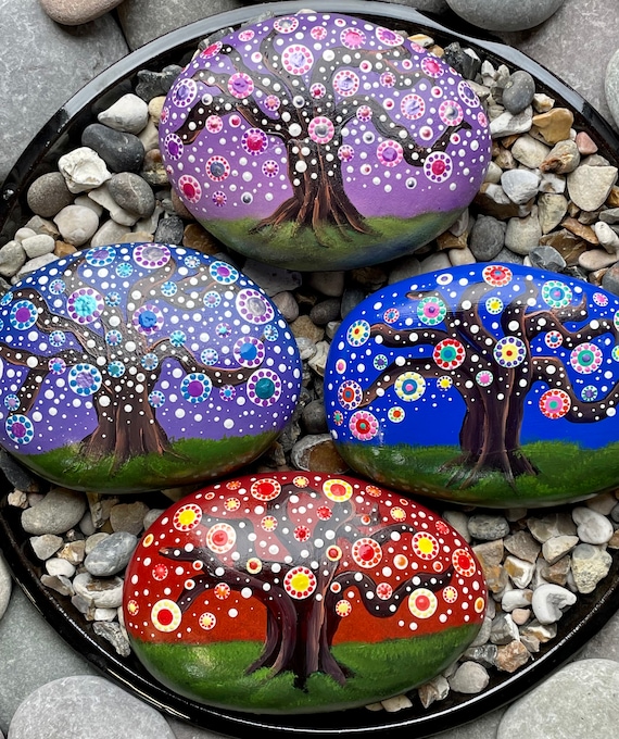 Mandala Dot Painting Mini Canvas, Original Handpainted Art, Tree