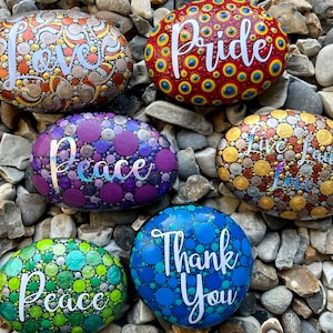 Hand Painted Large Personalised Stone - Mandala - Painted Stone - Painted Rock - Positivity Rock - Gift - Dot Art - Inspirational Rock