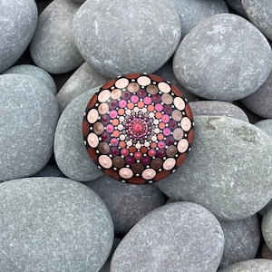 Medium Hand Painted Mandala Stone - Meditation Stone - Hand Made -  - Painted Stones - Decorative -  Home - Gifts - Dot Art - 100mm