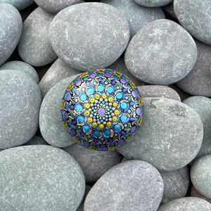 Medium Hand Painted Mandala Stone - Meditation Stone - Hand Made  - Painted Stones - Decorative -  Home - Gifts - Dot Art - 100mm