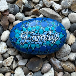 Hand Painted Family Stone - Mandala - Painted Stone - Decorative - Painted Rock - Positivity Rock - Gift - Dot Art - Inspirational Rock
