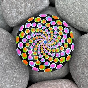 Medium Medium  Hand Painted Mandala Stone - Meditation Stone - Hand Made -  - Painted Stones - Decorative -  Home - Gifts - Dot Art - 100mm