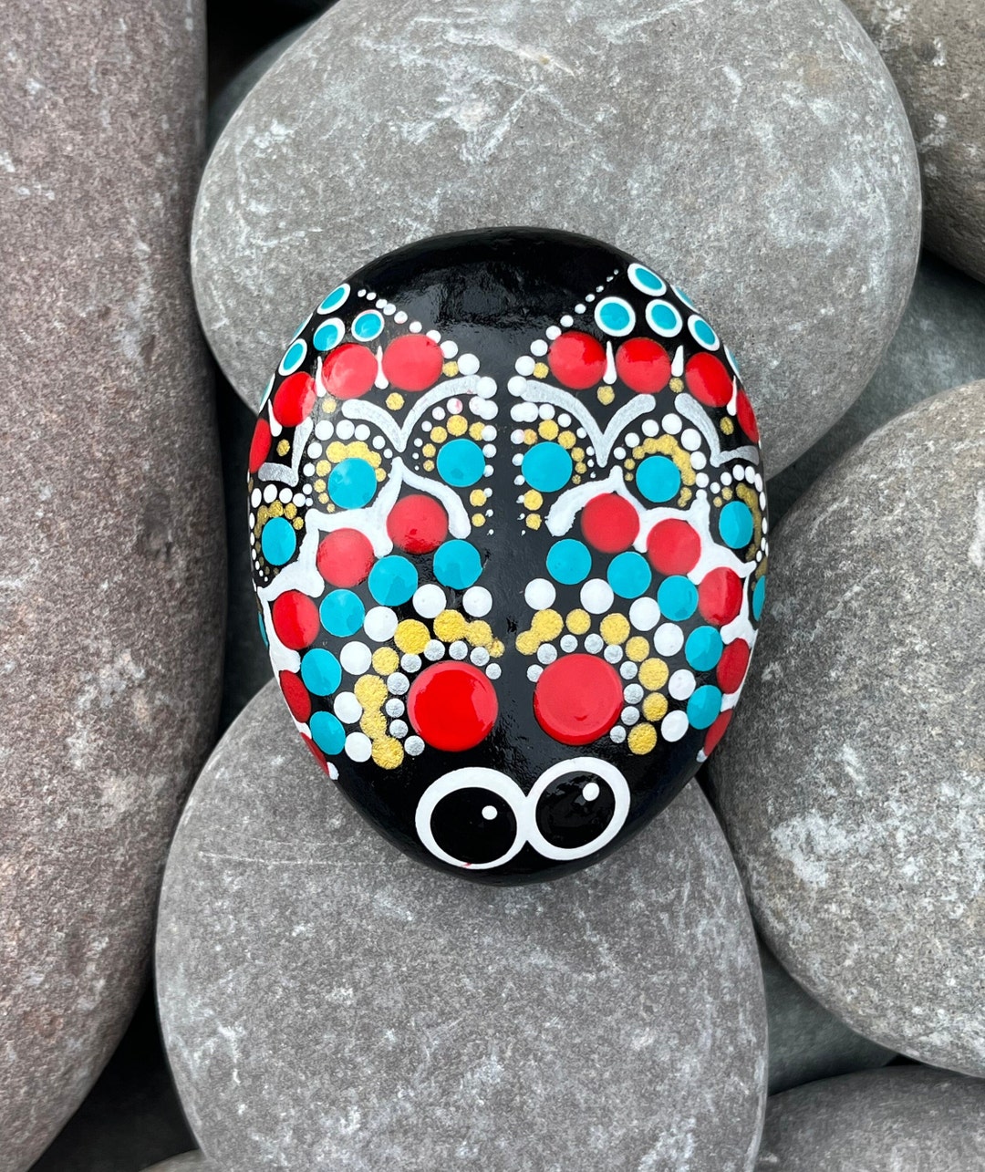 Hand Painted Ladybug Stone Painted Stones Ladybird Etsy