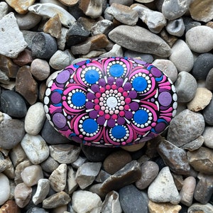 Handbemalter Mandala Stein - Dot Art Garden Rock, Unikat Ornament