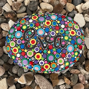 Extra Large Personalised Polka Dot Stone - Unique - Painted Stones - Decorative - Ornament - Gifts - Dot Art - Garden Rock - Hand Painted