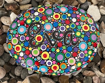 Extra Large Personalised Polka Dot Stone - Unique - Painted Stones - Decorative - Ornament - Gifts - Dot Art - Garden Rock - Hand Painted