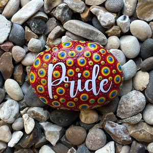 Hand Painted Pride Stone - Mandala - Painted Stone - Decorative - Painted Rock - Positivity Rock - Gift - Dot Art - Inspirational Rock