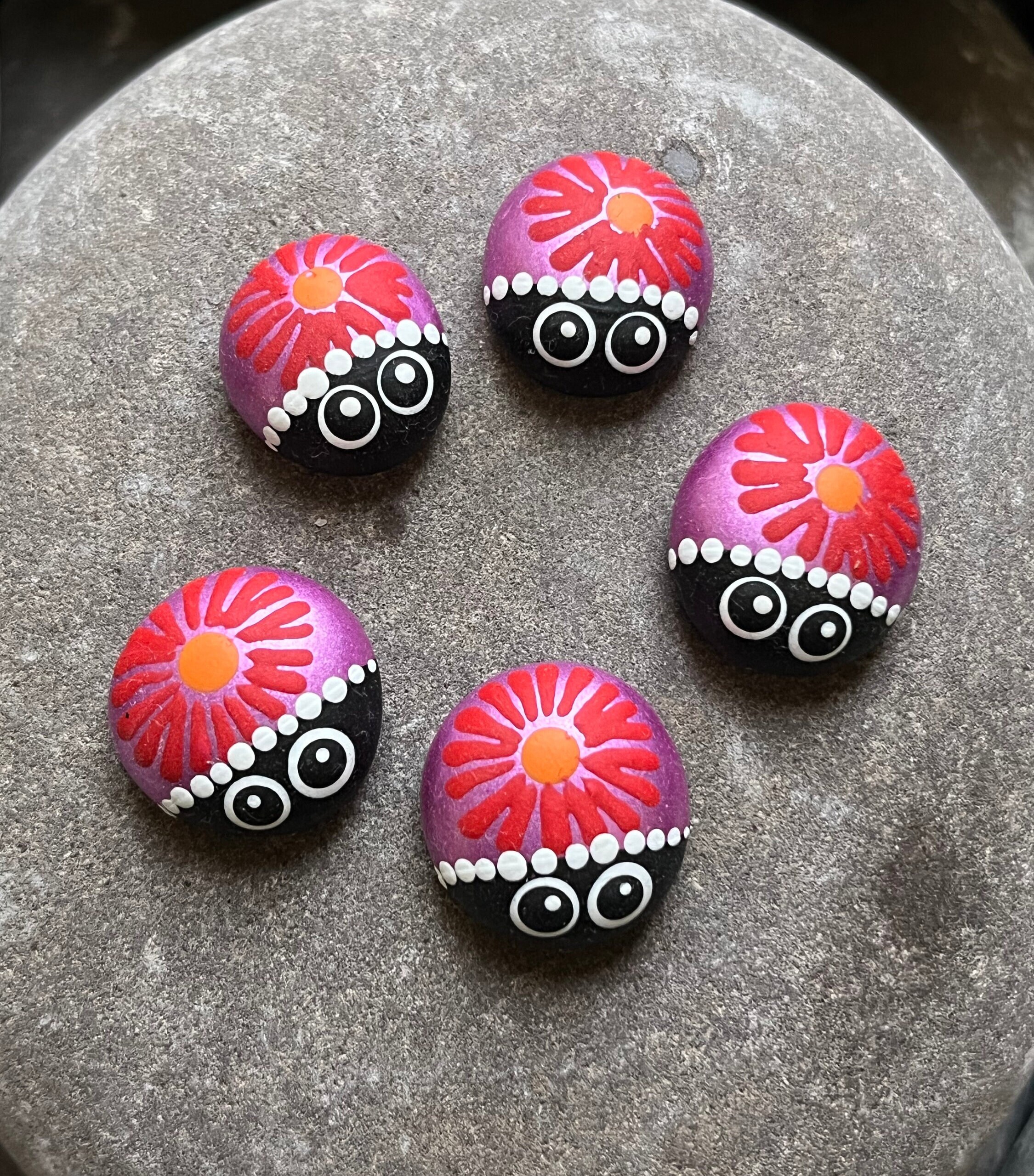 Mini Ladybug Gems X 5 - Hand Painted - Painted Stones - Ladybird