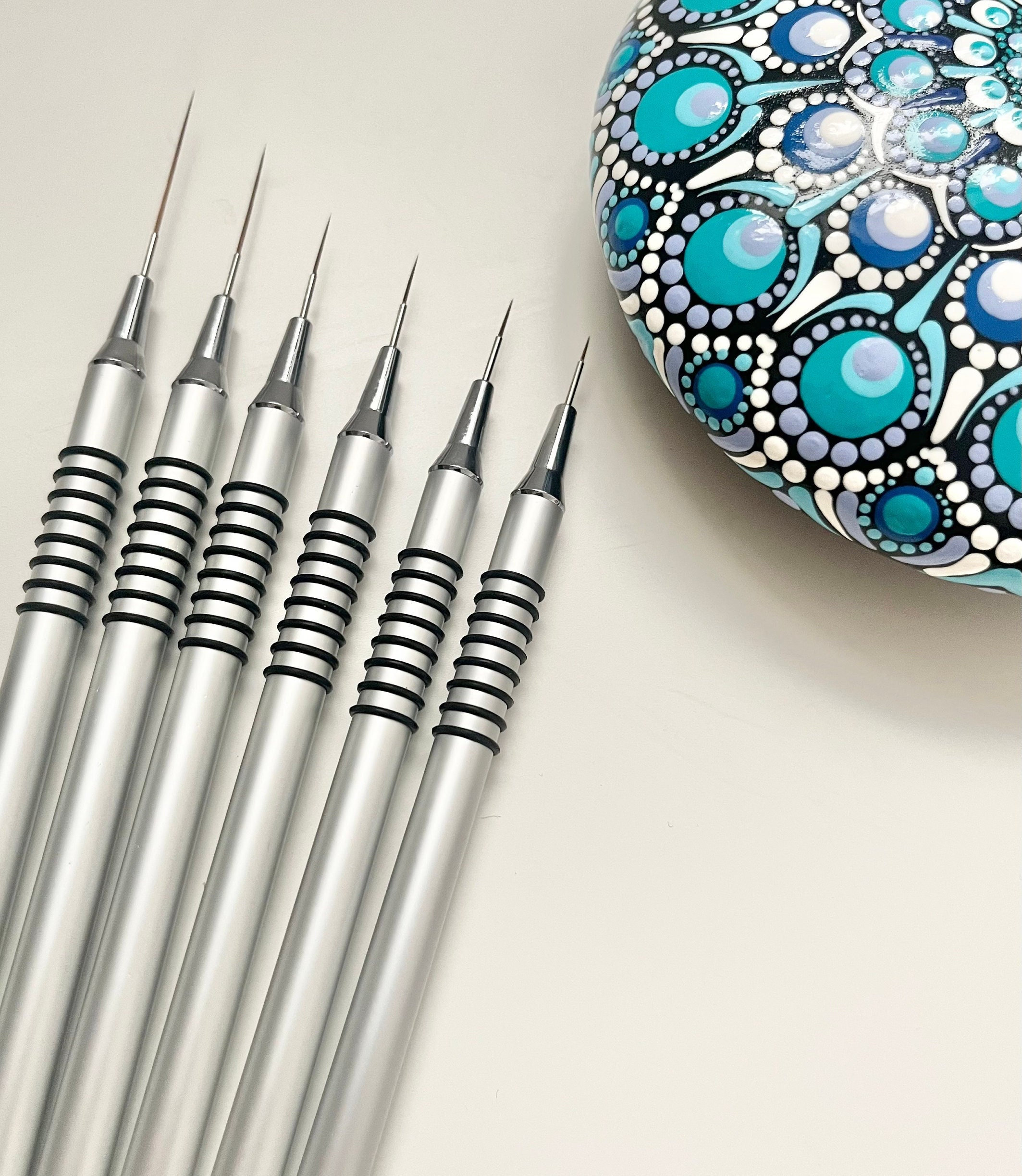 Set of 6 Premium Fine Detail Paint Brushes - Dotting Tools - Mandala - Dot Art - Painted Stones - Nail Art - Rock Art - Fine Line Brushes