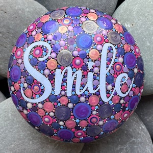 XL Hand Painted Dotted Stone - Inspirational Stone - Hand Made - Unique - Painted Stones - Decorative - Mandala - Gifts - Dot Art