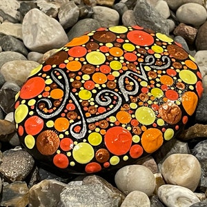 Small Personalised Polka Dot Stone - Unique - Painted Stones - Decorative - Ornament - Gifts - Dot Art - Garden Rock - Hand Painted