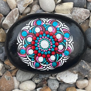 Handgemalter Mandala-Stein - bunter Dot Art Garden Rock