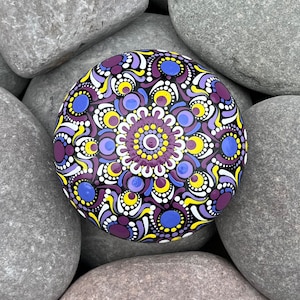 Medium Medium  Hand Painted Mandala Stone - Meditation Stone - Hand Made -  - Painted Stones - Decorative -  Home - Gifts - Dot Art - 100mm