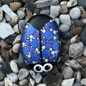 Hand Painted Ladybug Stone - Painted Stones - Ladybird - Pocket Pebble - Dot Art - Garden Rock - Polka Dot - Painted Pebble - Mandala