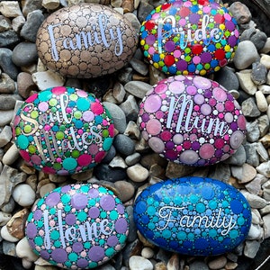 Hand Painted Small Personalised Stone - Mandala - Painted Stone - Painted Rock - Positivity Rock - Gift - Dot Art - Inspirational Rock