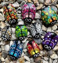 Hand Painted Mandala Ladybug Stone – Dot Art Garden Rock