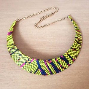 African ankara fabric fashion statement necklace
