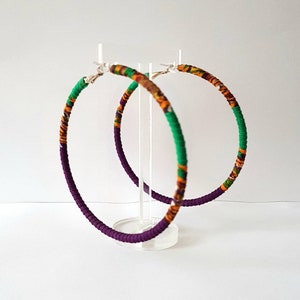 Fashion statement-oorbellen Afrika Ankara met gewikkelde hoepel 8 cm