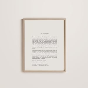 Mijn iemand, 8 x 10 minimalistische print, vriendin cadeau, kunst aan de muur, poëzie print, zelfliefde print, affirmatie print, zwart eigendom, queer eigendom
