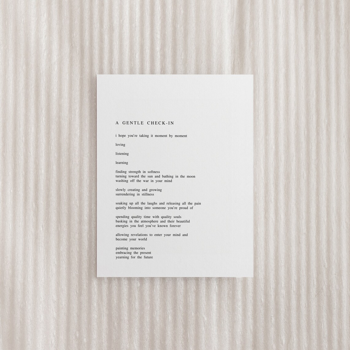 A Gentle Check-in, 8x10 Minimalist Print, Wall Art, Poetry Print, Self ...