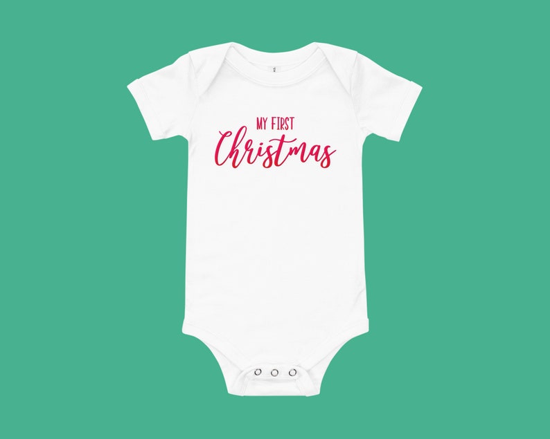My First Christmas Baby Onesie Bodysuit \u2013 Red