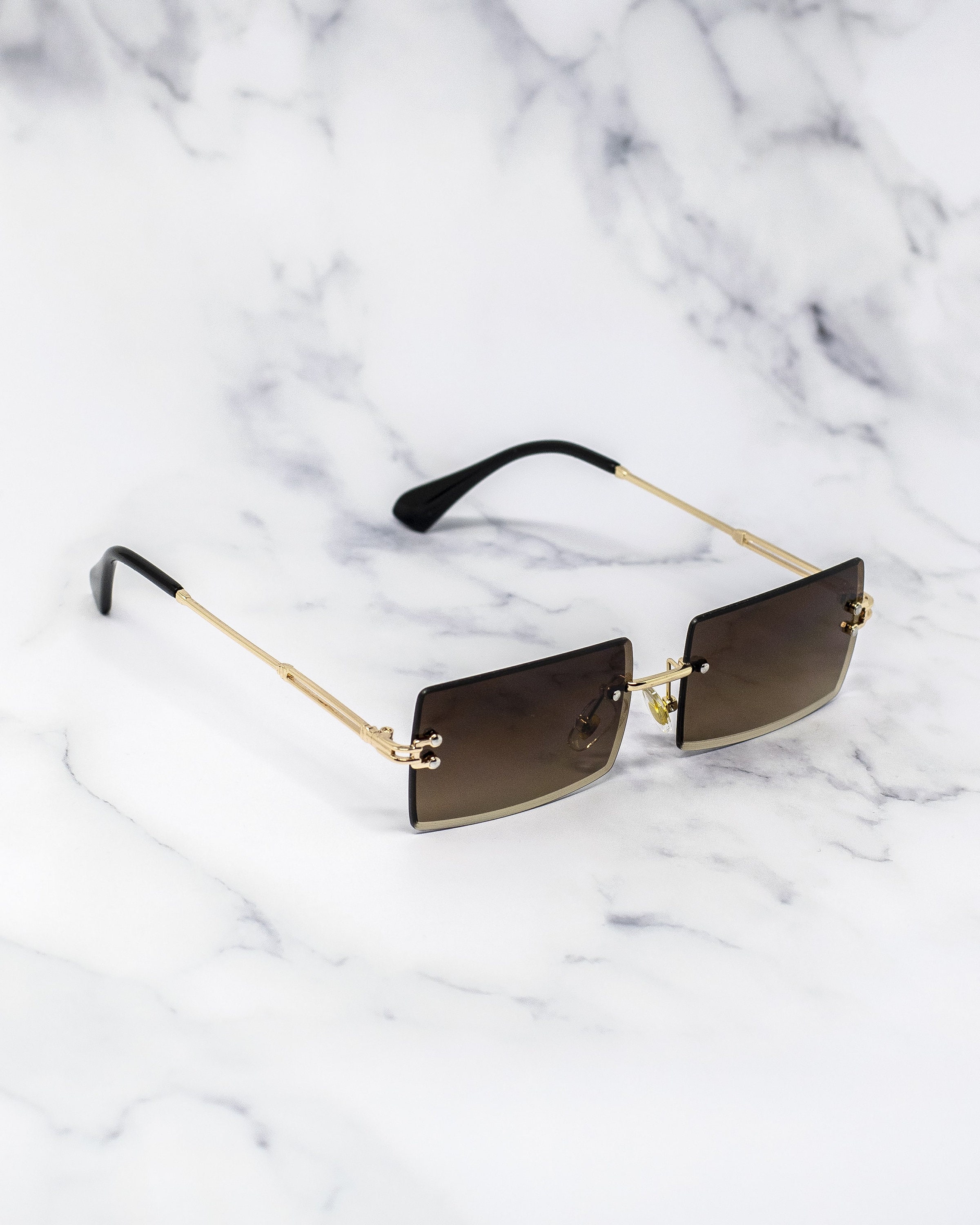 Vintage Gold Frame Rimless Sunglasses Y2K Cartier Style Etsy