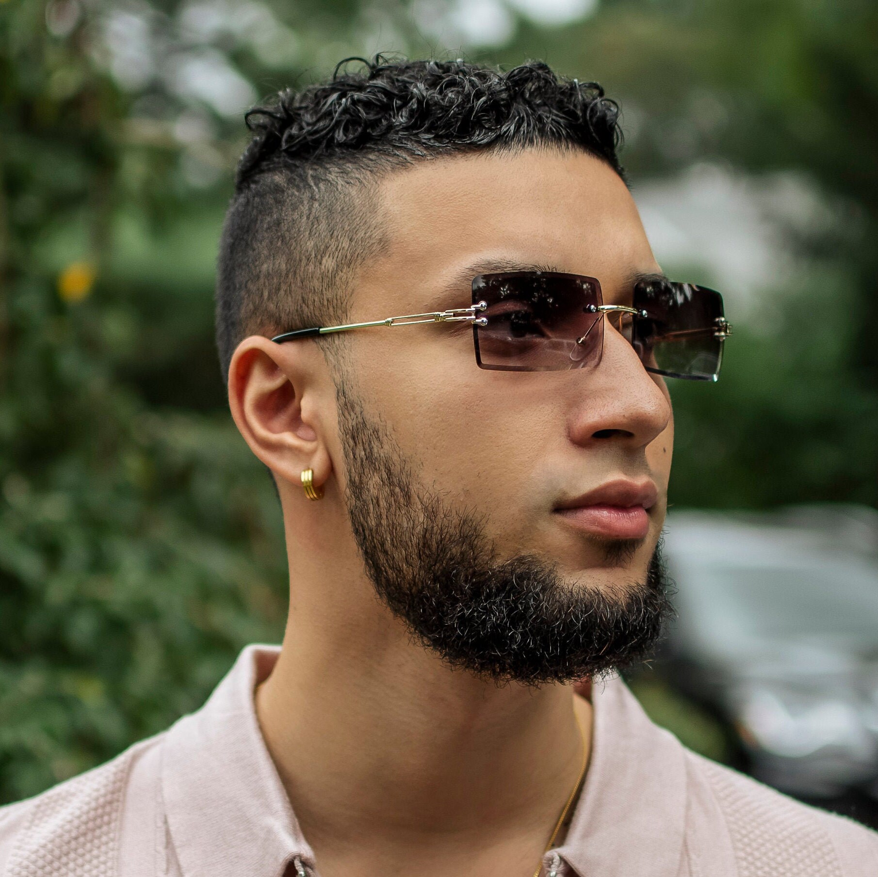 Vintage Gold Frame Rimless Sunglasses Y2K Cartier Style Etsy