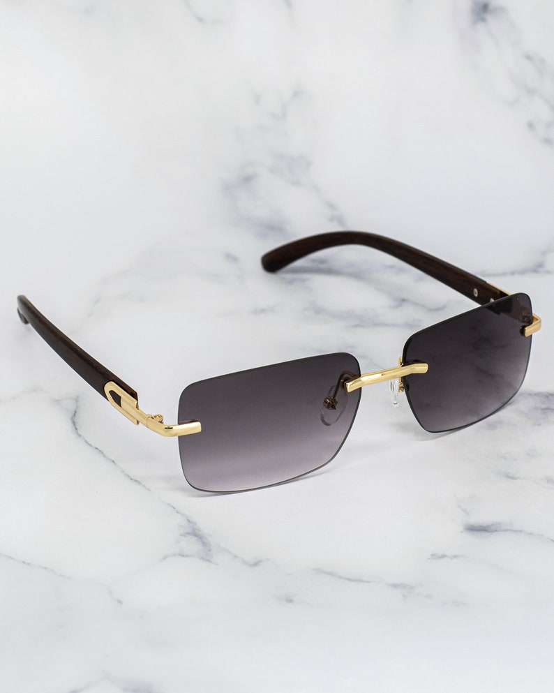 Luxury Rimless Buffs Sunglasses Vintage Cartier Inspired Etsy UK