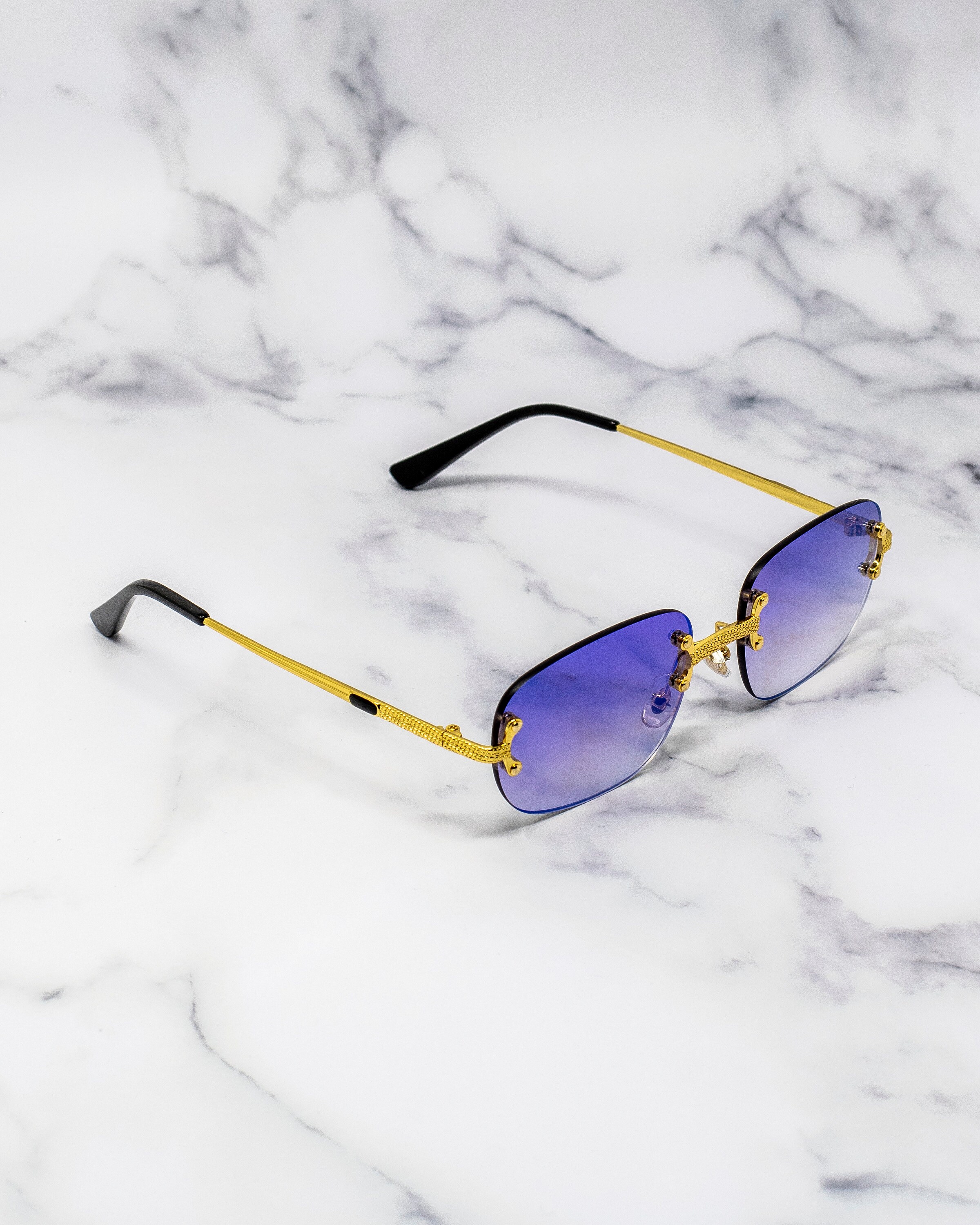 Vintage Gold Frame Rimless Sunglasses Cartier Style Retro | Etsy