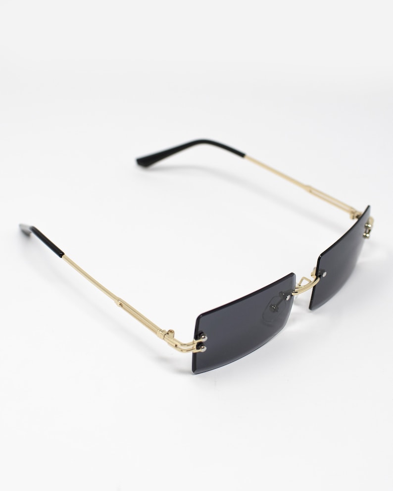 Vintage Gold Frame Rimless Sunglasses Y2K Cartier Style Etsy