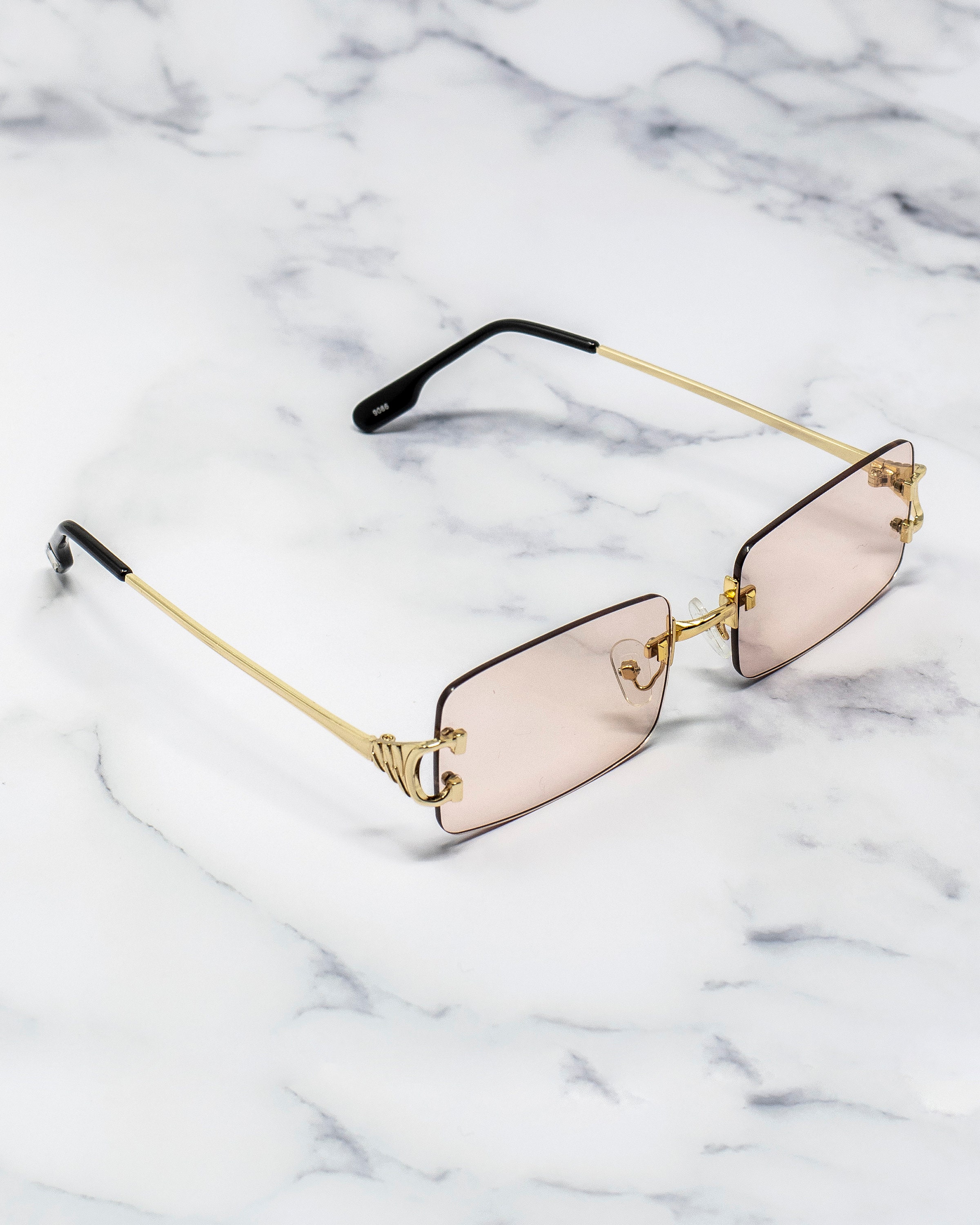 Vintage Gold Frame Rimless Sunglasses Cartier Style Retro Etsy