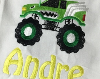 Personalized Embroidered Monster Truck Shirt - Boys Toddler Tee