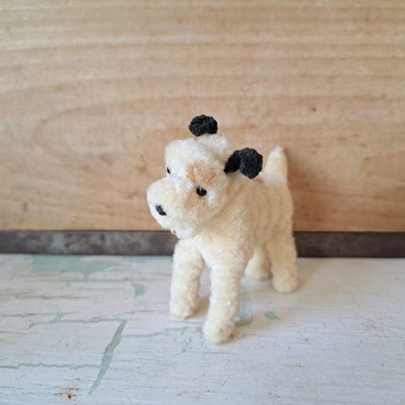 Vintage 1940s 2.75" Wool Chenille Pipecleaner Terrier Dog Germany Austria