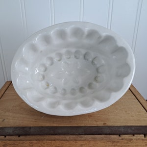 Antique White Ironstone Aspic or Jelly Mold