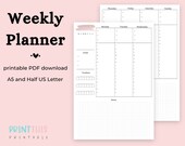 Week At A Glance | Undated Planner | Printable Planner | Weekly Schedule | DIY Planner | Simple Planner | A5 Planner | 2-Page Planner