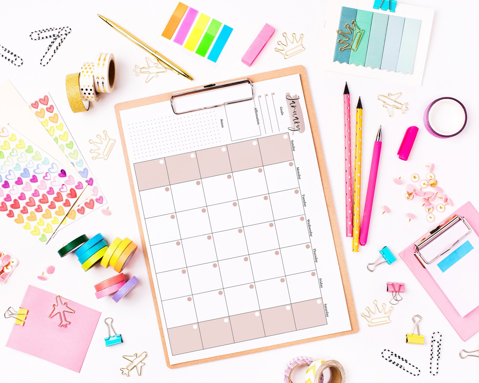 Printable Monthly Desk Organizer Undated Planner Printable | Etsy