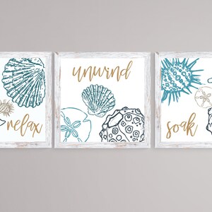 Coastal Bathroom Wall Art Nautical Print Set of 3 Bathroom - Etsy